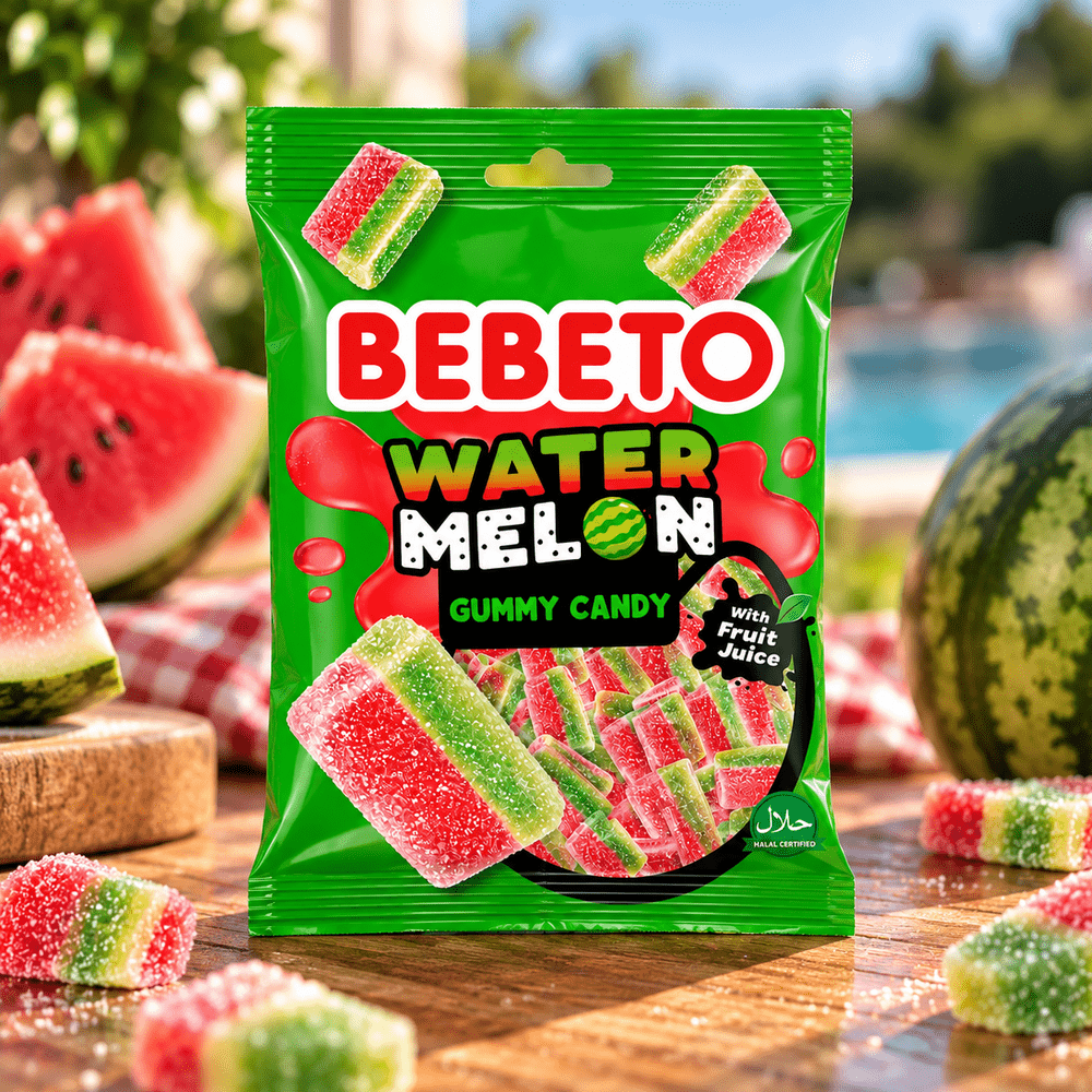 Bonbons Bebeto Watermelon rouges et verts au goût pastèque