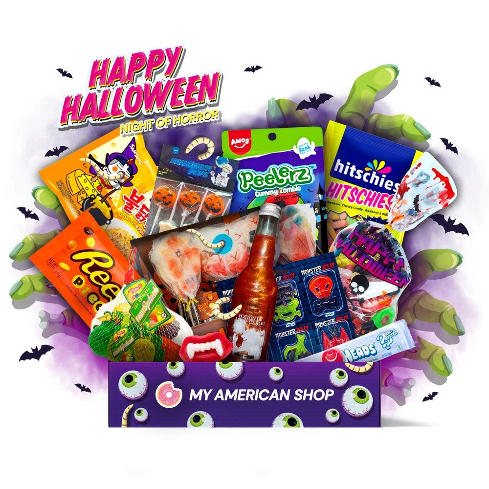 Pack Halloween My American Shop avec sélection de bonbons et snacks Halloween