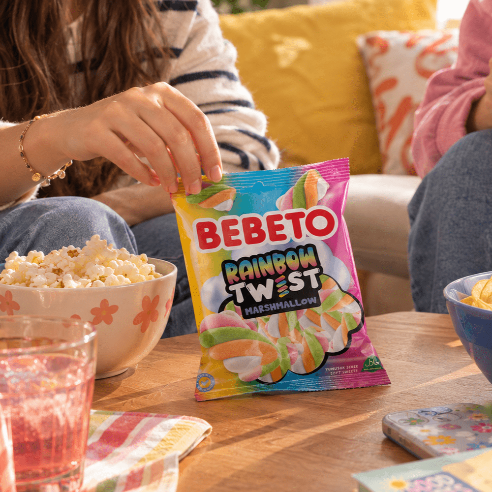 Bebeto Marshmallow Rainbow Twist marshmallows torsadés multicolores à la vanille