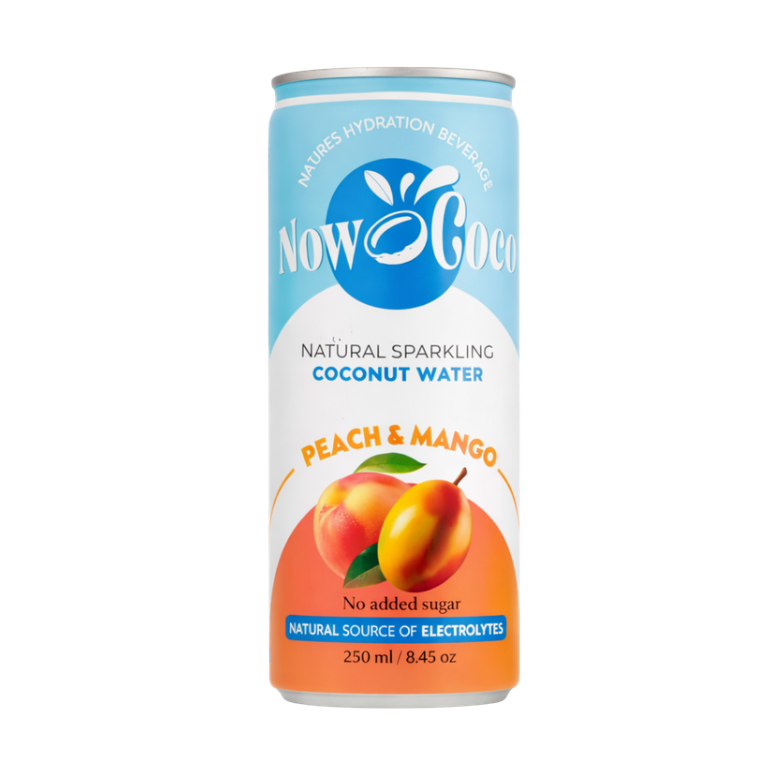 Now Coco Sparkling Coconut Water Peach & Mango - My American Shop