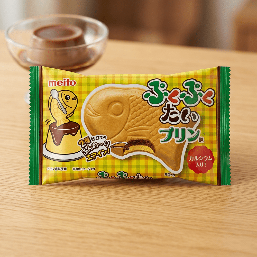 Meito Puku Puku Tai Chocolate Pudding, biscuit japonais en forme de poisson au chocolat