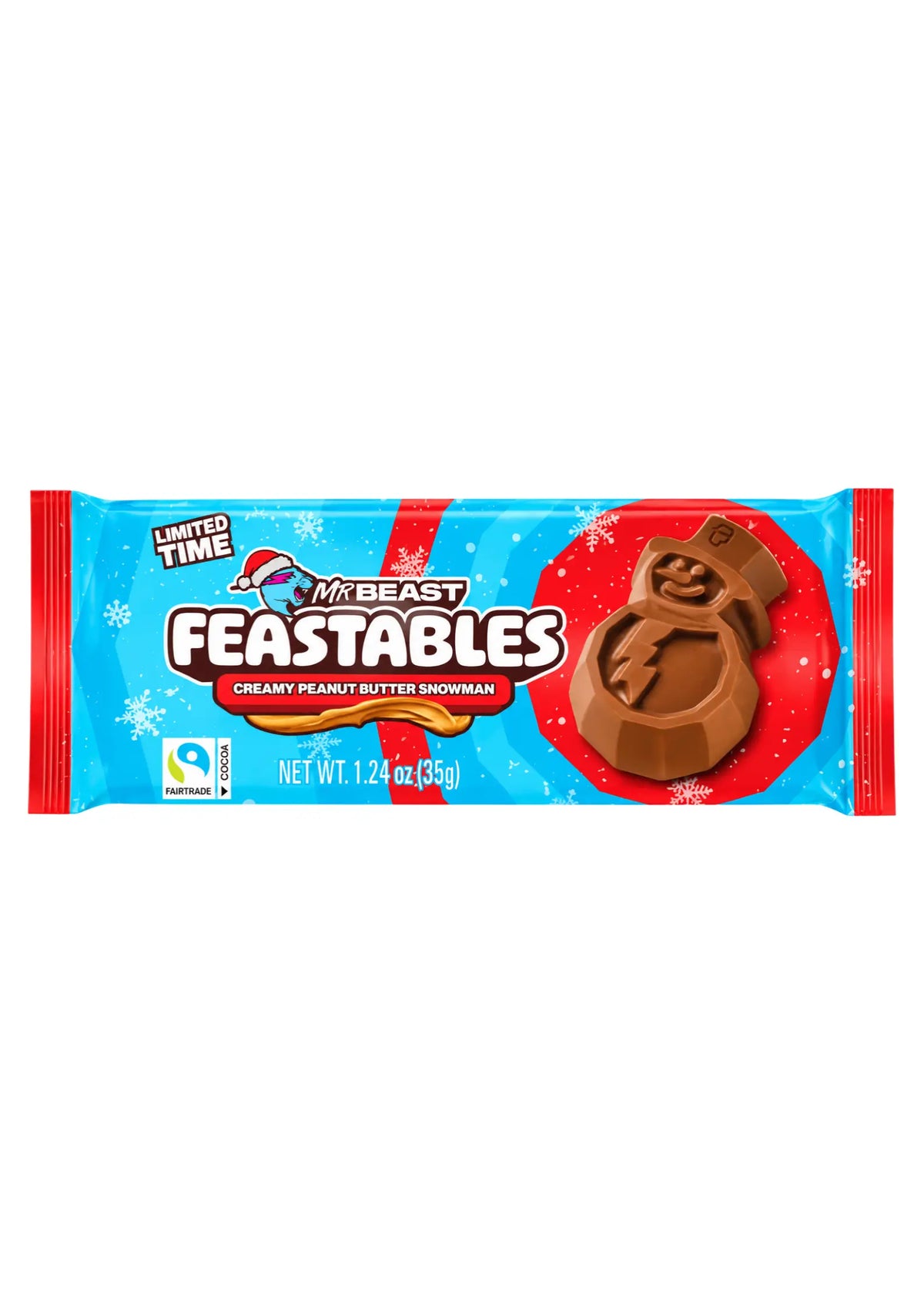 Mr Beast Feastables Snowman Cup Milk Chocolate Creamy Peanut