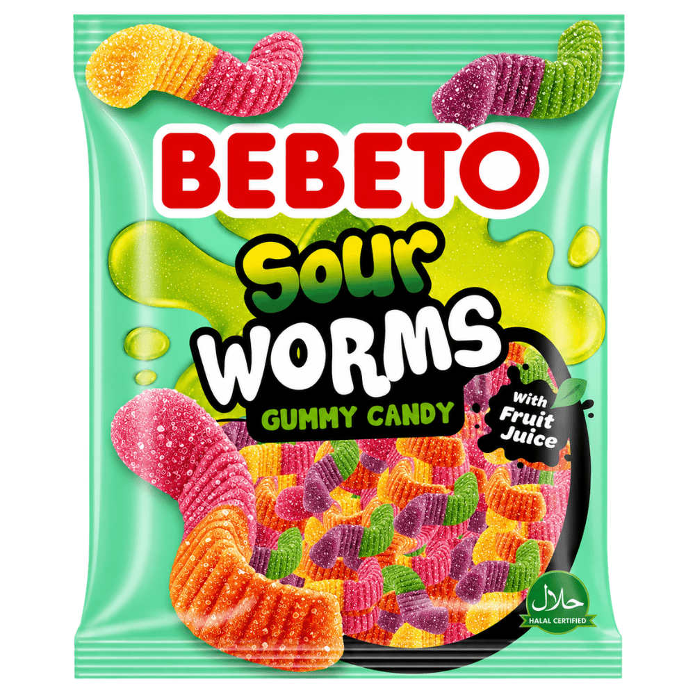 Bebeto Jelly Sour Worms bonbons gélifiés acidulés en forme de vers