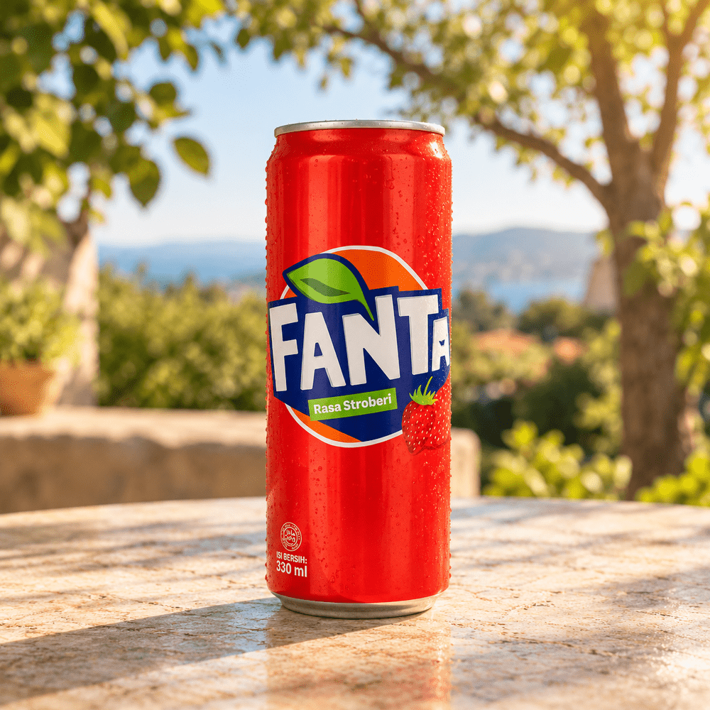 Fanta Indonesia Strawberry Big 330 ml, soda pétillant à la fraise