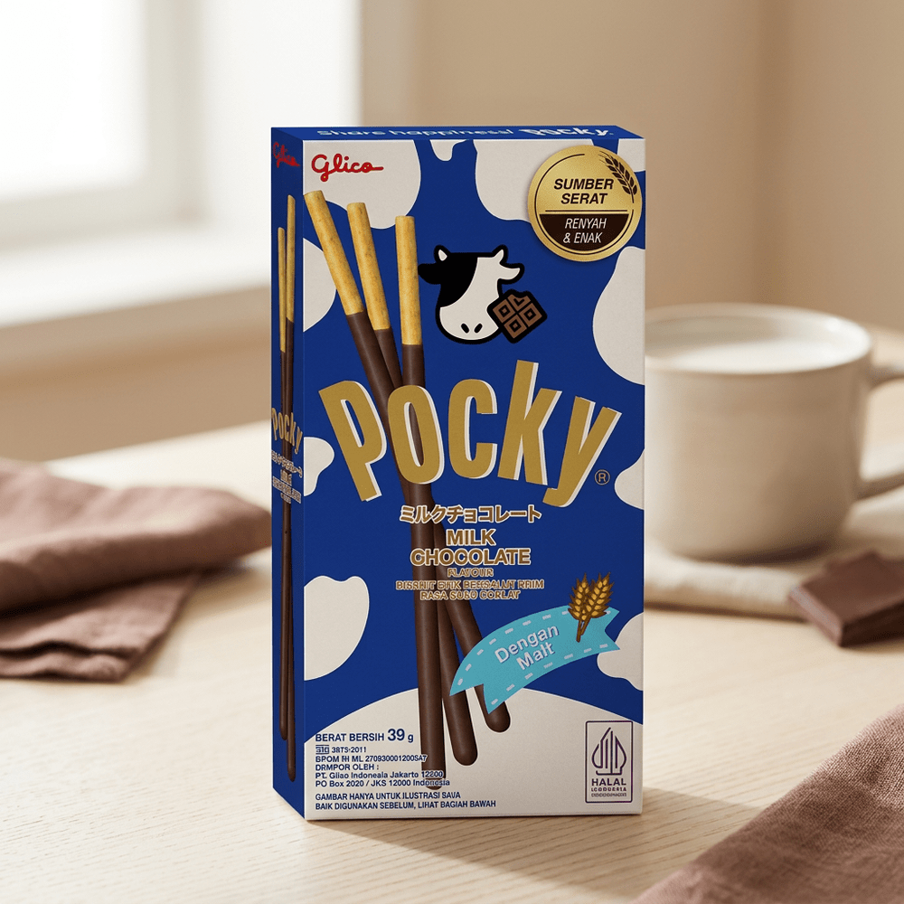 Pocky Glico Milk Chocolate, snack sucré japonais aux bâtonnets de biscuit au chocolat au lait