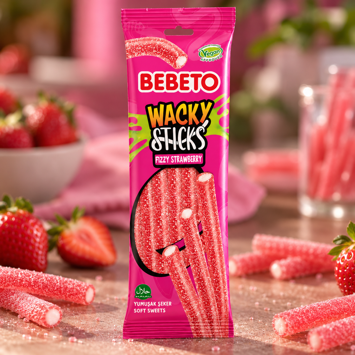 Bebeto Wacky Sticks Fizzy Strawberry