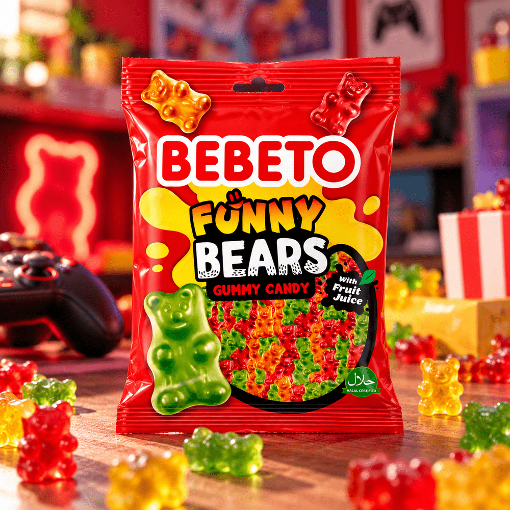 Oursons gélifiés Bebeto Funny Bears rouges, verts et jaunes